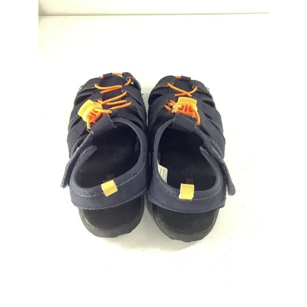 Gymboree Boys Black & Orange Drawstring Sandals Kids Youth Size 1